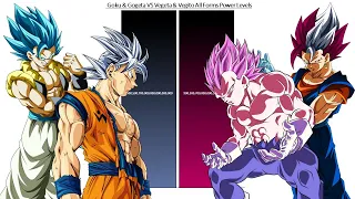 Goku & Gogeta VS Vegeta & Vegito All Forms Power Levels