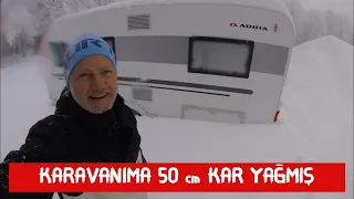 KARAVANIMA 50 CM KAR YAĞMIŞ & KARAVAN İLE KAR VE KIŞ KAMPI & ADRIA ADORA 522UP