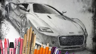 Realistic Car Drawing 2021 - Audi R10 - Time Lapse - Pencil Sketch