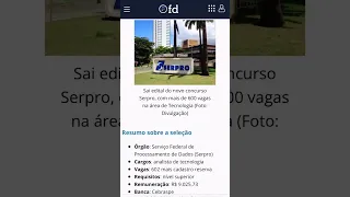 Edital Serpro é publicado com 602 vagas para analistas. Remuneração de 9 mil reais #shorts