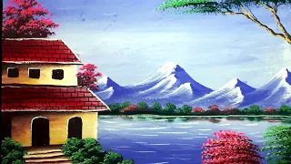 Drawing and painting of nature || beautiful nature senary painting || step by step for beginners