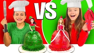 Decorando BOLO de PRINCESA na COR Sorteada! Vermelho vs Verde 🔴🟢