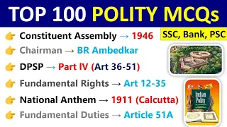 Top 100 Polity MCQs | Indian Polity Gk MCQs Questions And Answers | Polity GK Top MCQs |
