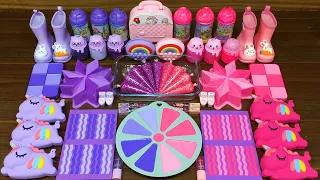 PINK vs PURPLE !!! Mixing Random into GLITTER slime!!!Satisfying Cun Slime #335