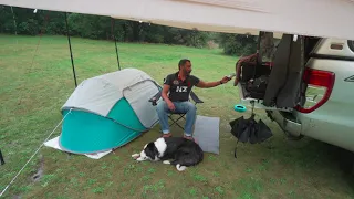 Car CAMPING in RAIN - Popup TENT