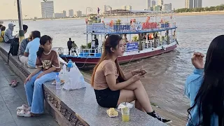 Phnom Penh Street Walking See The Evening Scene | Cambodia 2023