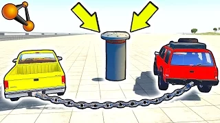 МАШИНЫ СКОВАННЫЕ ЦЕПЬЮ VS СТОЛБА - BEAMNG DRIVE | Chained Cars against Bollard