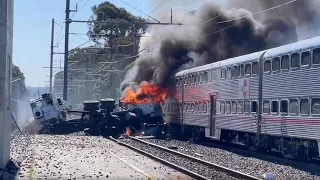 Caltrain Collision with Vehicle Causes Huge Fireball on Tracks in San Bruno