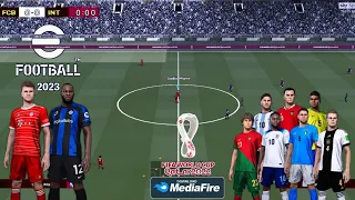 EFOOTBALL 2023 PPSSPP ENGLISH VERSION NEW UPDATE TRANSFER & KITS COMENTARY PETER DRURY CAMERA PS5