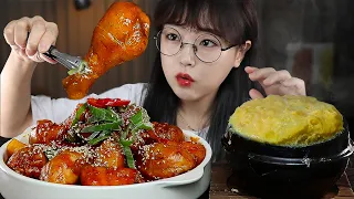 ASMR SPICY BRAISED CHICKEN & STEAMED EGGS🍗🔥 | COOKING & MUKBANG | EATING SOUNDS