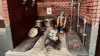 An American Werewolf in London Diorama with NECA Toony Terrors Toy.