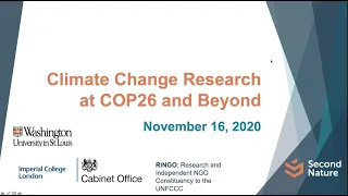 Webinar: Climate Change Research at COP26 and Beyond