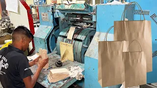 Fastest Paper Bag Making In Housai Bag. Fully Automatic Carry Paper Bag Making In Factory.
