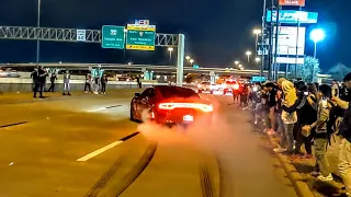 Muscle Cars TAKEOVER Traffic Lanes Leaving Car Meet!