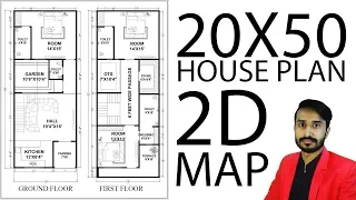 20X50 House plan 2d map by nikshail