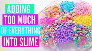 ADDING TOO MUCH INGREDIENTS INTO SLIME + GIVEAWAY! Adding Too Much Of Everything Into SLIME!