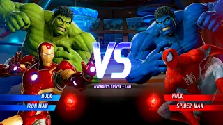 Hulk & Iron Man Vs  Blue Hulk & Red SpiderMan  (Very Hard)AI Marvel vs Capcom Infinite