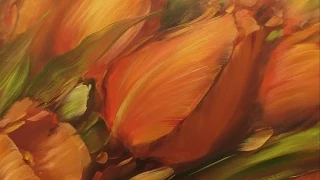 Red tulips. Learn how to paint in oils in Moscow, drawing lessons Oleg Buyko. Red tulips.