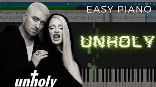 [Esperto] Sam Smith, Kim Petras - Unholy | TikTok Piano | Synthesia version | Easy Piano Sheet