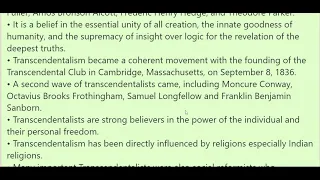 Transcendentalism || American Transcendentalism movement || American English literature