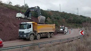 DOOSAN ve HIDROMEK Ekskavatörler Kamyon Yüklüyor ve Heyelan Kaldırıyor