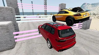 Cars VS Laser CUT Ramp Parkour Jumping #3  BeamNG Drive