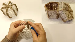 В'язання по пластику. Скринька. / Crocheting on Plastic Base.