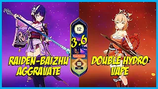 C0 Raiden-Baizhu Aggravate & C0 Yoimiya Double Hydro Spiral Abyss Floor 12 | Genshin Impact 3.6