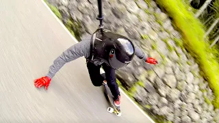 Speed Skate run on Swiss Alps Longboard Downhill