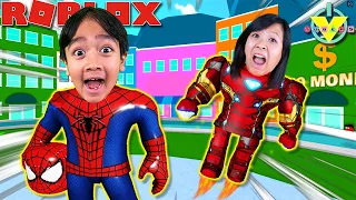 Superhero Ryan and Superhero Mommy in Roblox! Let's Play Roblox Superhero Tycoon!