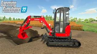 Farming Simulator 22 - YANMAR VIO 27 Mini Excavator Digs Dirt