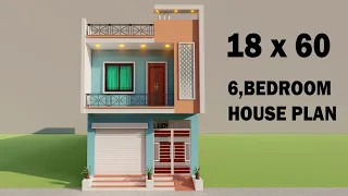 18 BY 60 dukan or makan ka naksha,3D new shop with house,niche dukan upar makan ka naksha