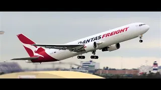 Qantas Freight 767-300F EARLY Takeoff at Brisbane | STEEP CLIMB |