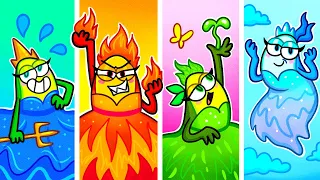 FIRE, WATER, AIR AND EARTH PRINCESS, Who Will Avocado Choose? || Funny Story about Four Elements