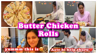 Recipe for Easy & Yummy Butter Chicken Rolls| Tried Sweet potato for the first time 😍