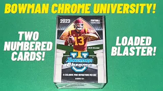 2023 Bowman Chrome University Football Blaster Box Opening Review! TWO # ed Cards! New Retail Sports