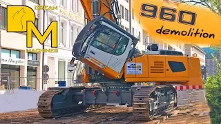 LIEBHERR R960 LONGFRONT BAGGER IN ACTION #2 ABBRUCH IN DER INNENSTADT BAUSTELLE