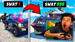 Upgrading SWAT Cars to GOD SWAT Trucks in GTA 5! (LVL 999!)