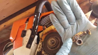 [How to] Stihl chainsaw tutorial Removal of Chain Tension Assembly on Chainsaw