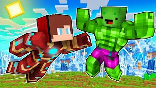 Mikey & JJ Became SUPERHERO Iron Man and Hulk in Minecraft Challenge! (Maizen Mizen Mazien)
