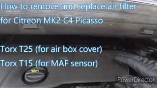 Change Air filter MK2 MKII Citroen C4 Picasso, Air Filter Replacement 2014 - on