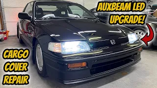 1988 CRX Si Restore Part 48 - Auxbeam LED Lights + CRX Cargo Cover Repair!