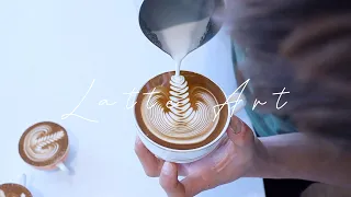 Latte Art Basic to Advanced Skills Practice Video Collection |Cappuccino|Rosetta|cafe vlog|Steaming