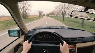 Мерседес W 124 е класс на обкаточной трассе Mercedes в Германии. Старый мерин