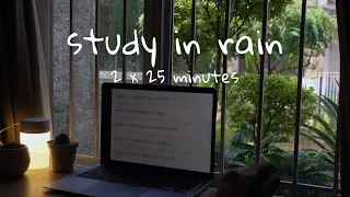 ❄️ chilly study with me | ⛈ rain + thunderstrom | pomodoro 2 x 25 minutes