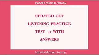 OET 2.0 LISTENING PRACTICE TEST 31