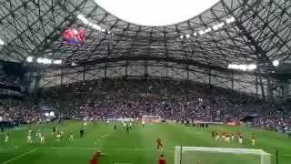 Albanian Fans Tifozat Kuq e Zi  singing "kuq e ZI " in Marseille  stadium France vs Albania 15/05/16