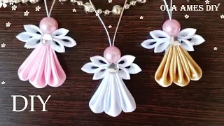 DIY Ribbon Angel 😇 АНГЕЛ ИЗ ЛЕНТ/  Kanzashi Angel/ Satin Ribbon Christmas Angel Ornaments 2 Ola ameS