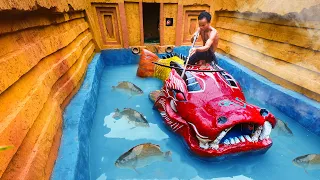 How To Build Swimming Pool Carp Water Slide Around Secret Underground House