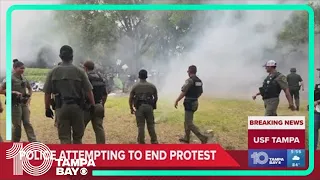 Police order protesters showing support for Palestine to disperse on USF campus